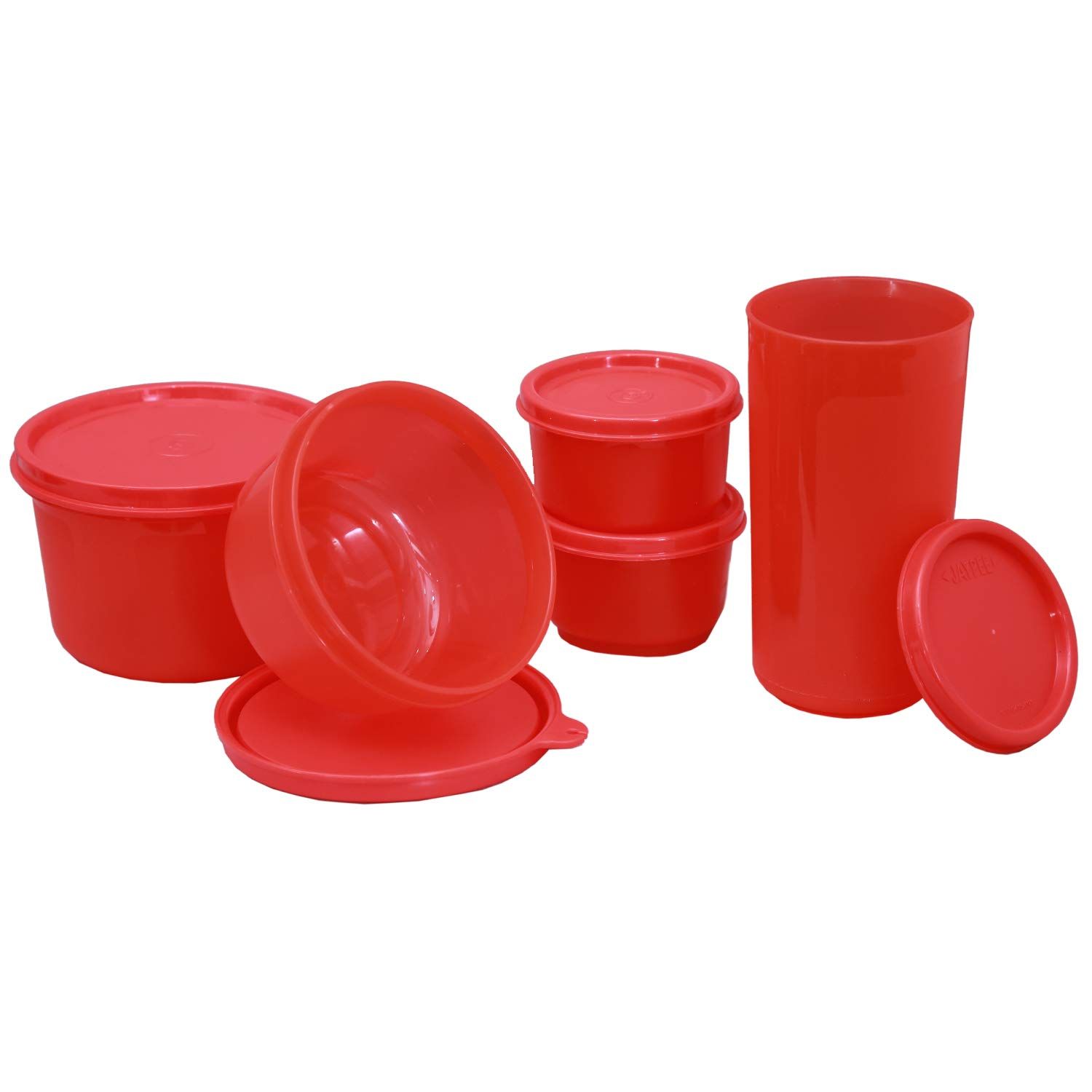 Jaypee Plus Ultima Microwave Safe Plastic Container Set Of  5 Pieces, Red