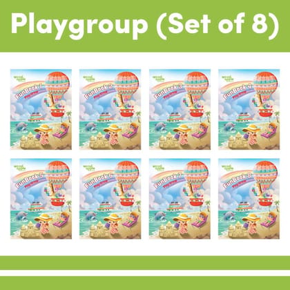 Funbook Playgroup Set of 8 | Learning Books for Kids | Alphabet, Hindi and Maths Puzzle | For 3-4 Years Kids | Activity Book for Pre School Children| Word Search Book | Overall Development Book Set