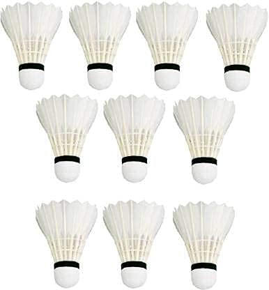 TEKNAXO | VR3 Badminton Feather Shuttle Cocks Speed Wings 10PC Box for Playing Badminton