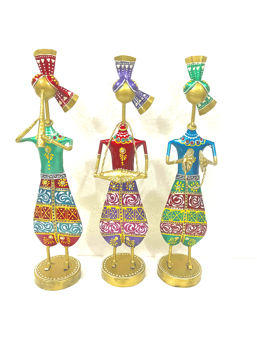 Handcrafted Iron Musician Lady Figurines | Table Decor Showpiece Set | Artistic Home Decor Accent