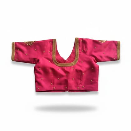 Women's Pink Designer Blouse with Golden Embroidery