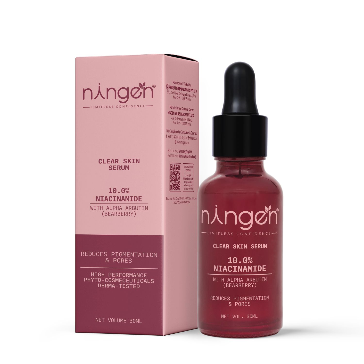 Ningen Clear Skin Face Serum | Enriched with Niacinamide + Arbutin | Gives Even Complexion