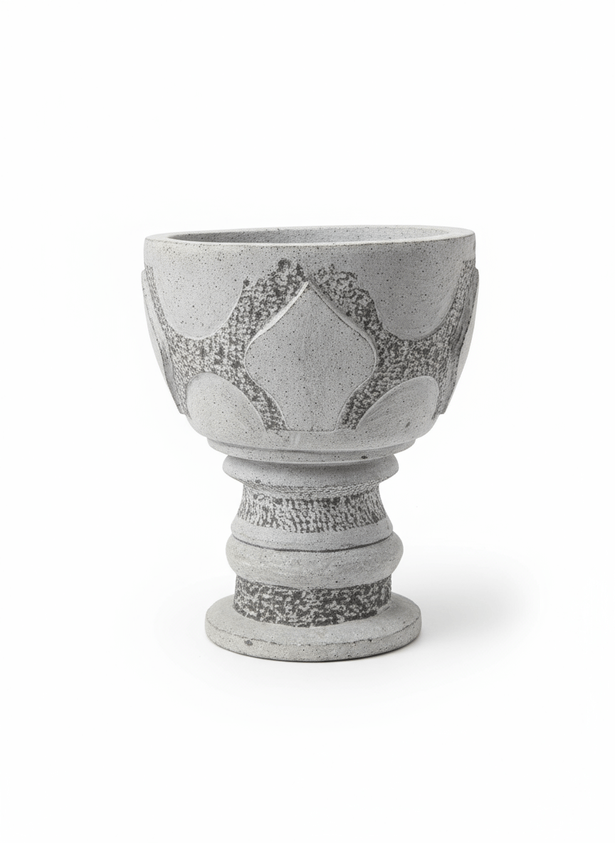 Elegant Grey Concrete Planter | Textured Garden Urn Pot for Outdoor & Indoor Decor