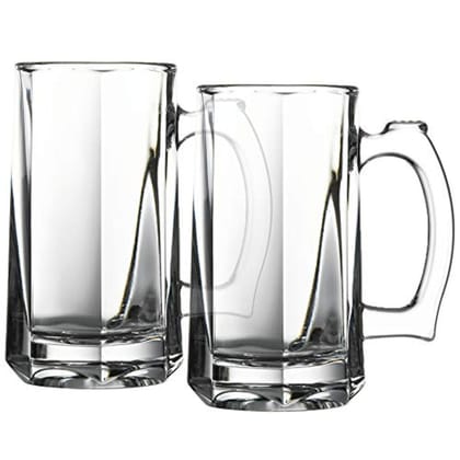 Heavy Base Beer Glass,400 ML,Set of 2,Italian Style Jumbo Beer Mug with Handle,Elegant & Durable Glassware for Beer, Lager & Ales,Perfect for House Parties & Restaurants,Ideal for Gift