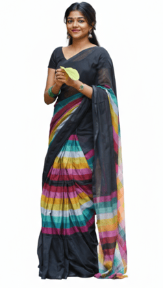 Elegant Black Rainbow Saree – Stylish & Trendy Party Wear