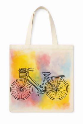 Stylish Bicycle Print Watercolor Canvas Tote Bag Stylish Bicycle Print Watercolor Canvas Tote Bag