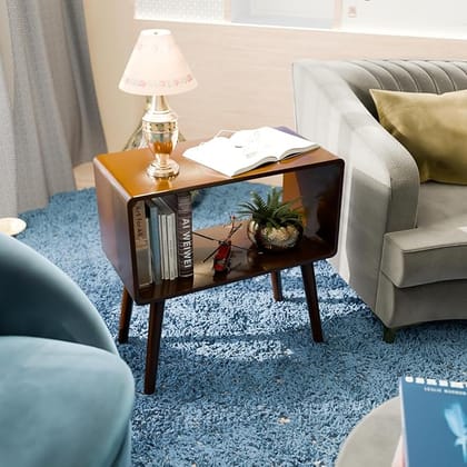 Bookcase Nightstand, End Table,Bed Side Table for Small Spaces Magazine Stand with Storage Engineered Wood Wooden Bedside Table, Coffee Table, Living Room/Bedroom (Full Brown)