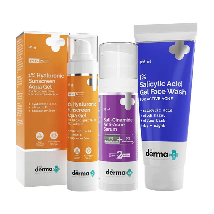The Derma Co Skin Care Kit For Active Acne (3 pcs) (50g + 30ml + 100ml)