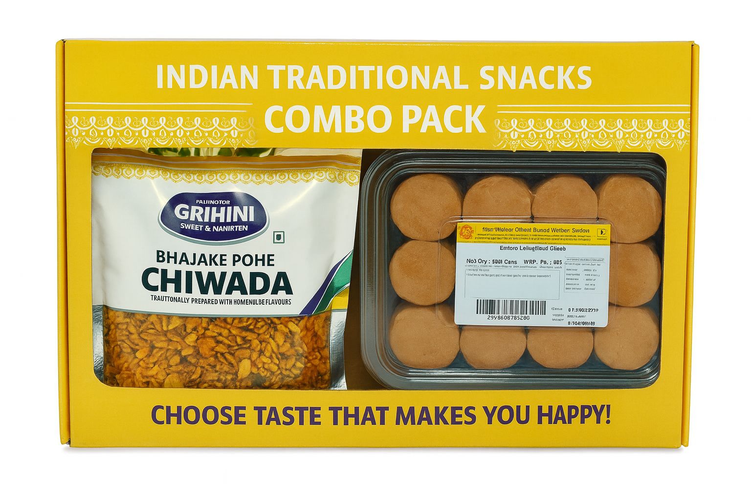 Crisp & Sweet Combo  (Maka poha Chiwada - 2 Pack, Besan Ladu - 2 Pack)