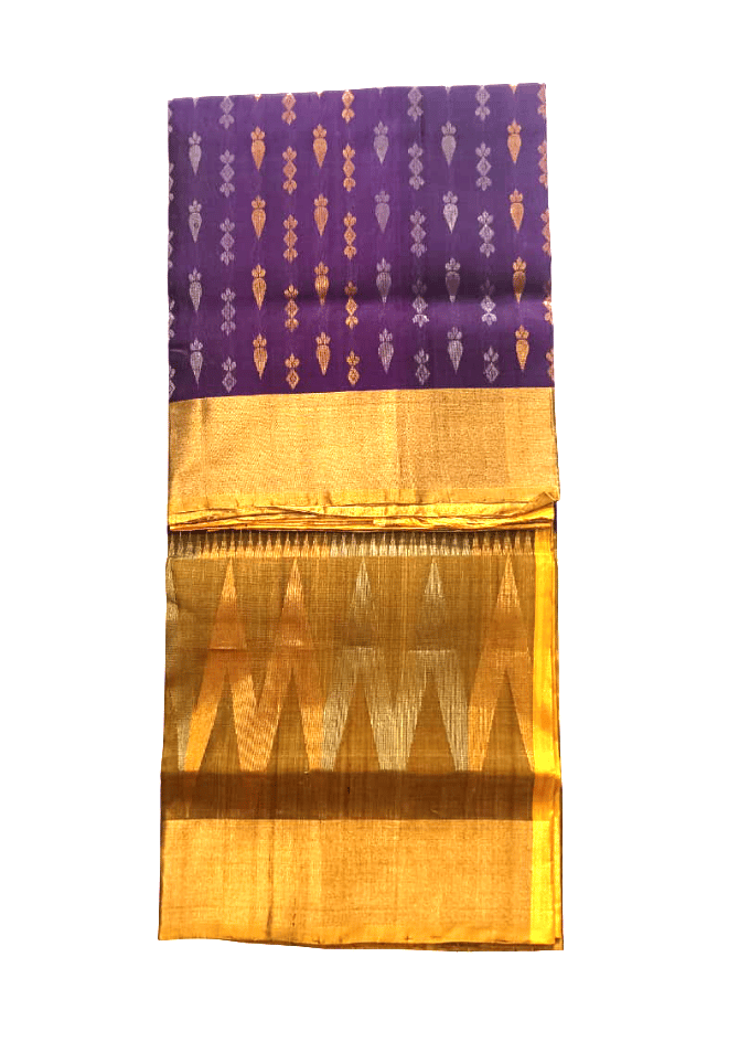 Purple & Gold uppada pattu Saree with Zari Butti & Geometric Pallu