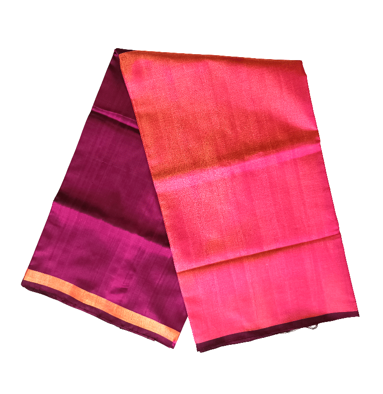 Pink Plain Uppada Tissue Pattu Saree