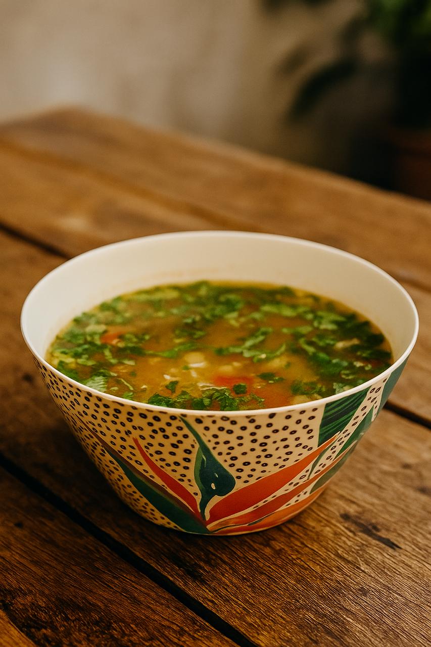 ECOCASK Bamboo Curry Bowl | Eco-Friendly Serving Bowl for Indian Meals | Handmade Organic Tableware