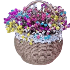 Crafted Decorative Wicker Basket With Dried Flowers