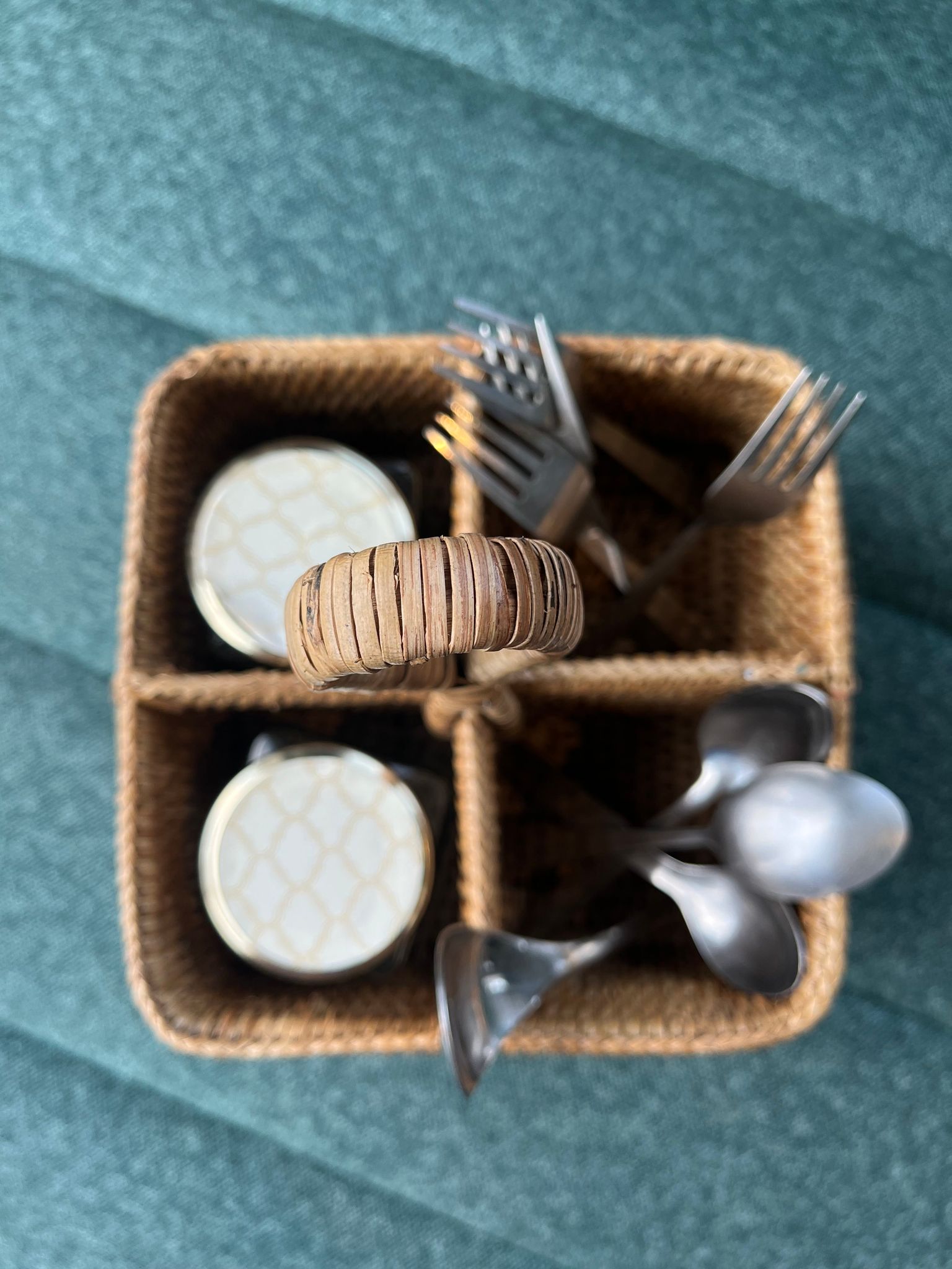 RATTAN SQUARE CONDIMENT HOLDER