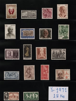 Shobhaphila's Indian MNH Commemorative Year Pack Stamp 1971 ( 18 Stamps) Shobhaphila's Indian MNH Commemorative Year Pack Stamp 1971 ( 18 Stamps)