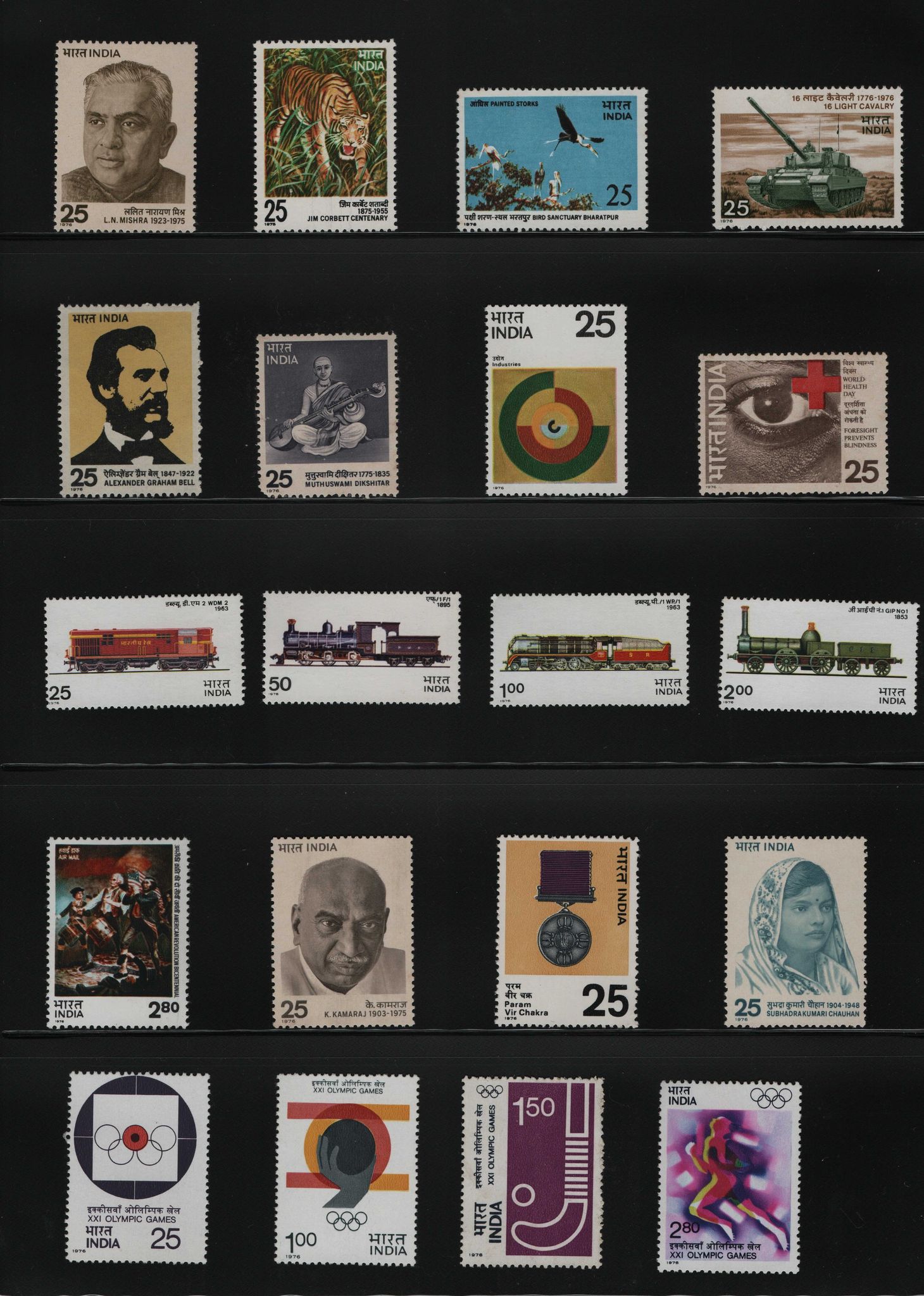 Shobhaphila's Indian MNH Commemorative Year Pack stamps of 1976 ( 37 Stamps)