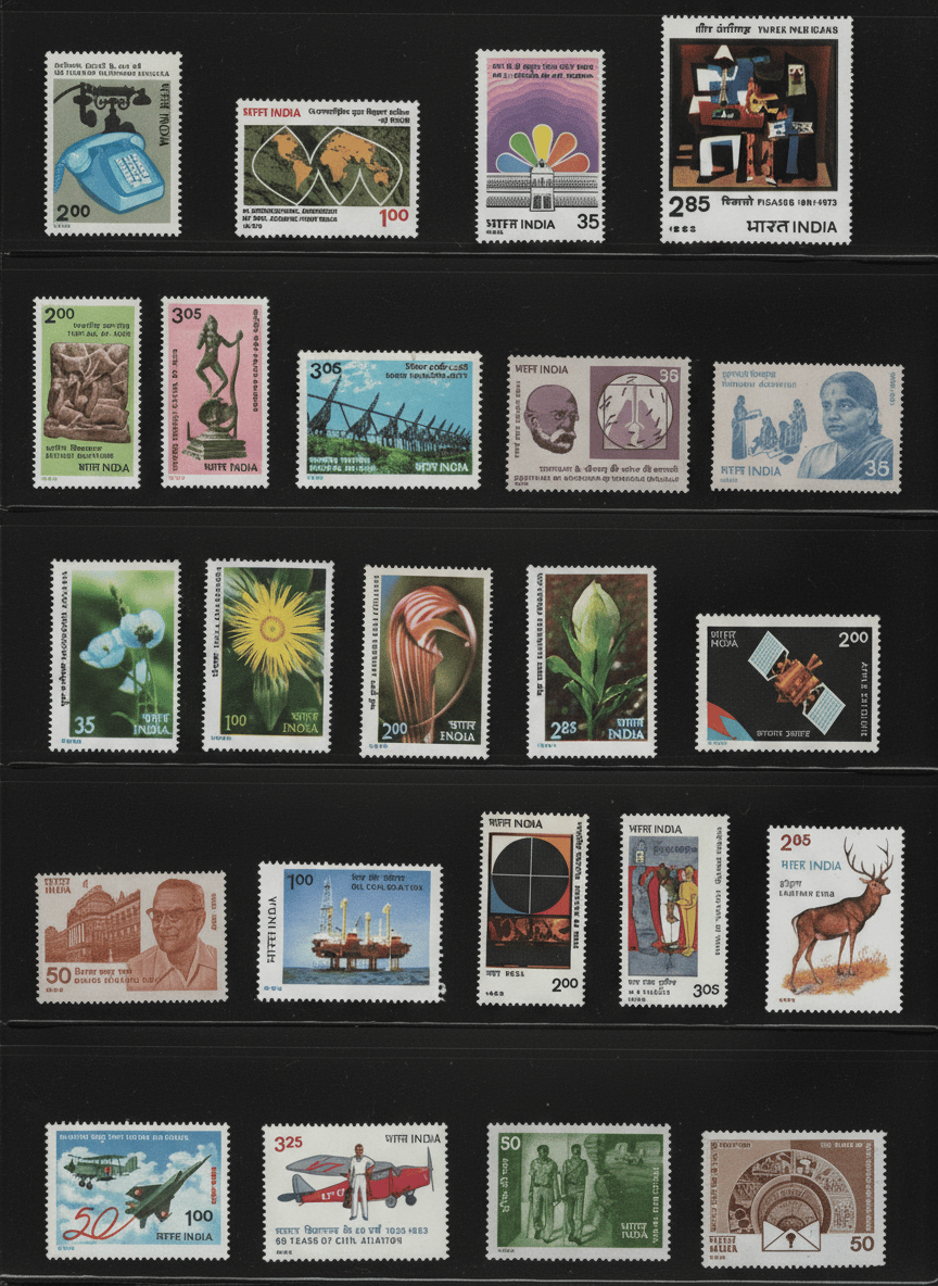 Shobhaphila's Indian MNH Commemorative Year Pack Stamp 1982 ( 38 Stamps)