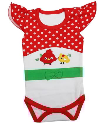 Kaboos White and Red Colour Cotton Romper for Babies
