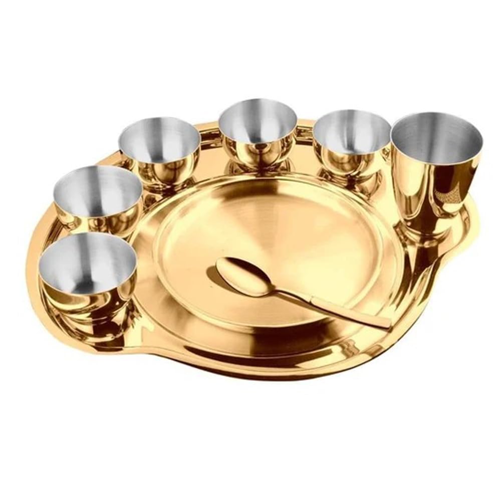 Prabha High Grade Stainless Steel Rajwada Thali Dinner Set, Bhojan Thal, Durable for Long Term, Special for Guest