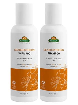 Biosash Sea Buckthorn Shampoo | Sulphate-Free Herbal Formula with Natural Sea Buckthorn Oil for Nourished, Strong, Smooth, and Healthy Hair | Gentle, Chemical-Free Hair Care for All Hair Types
