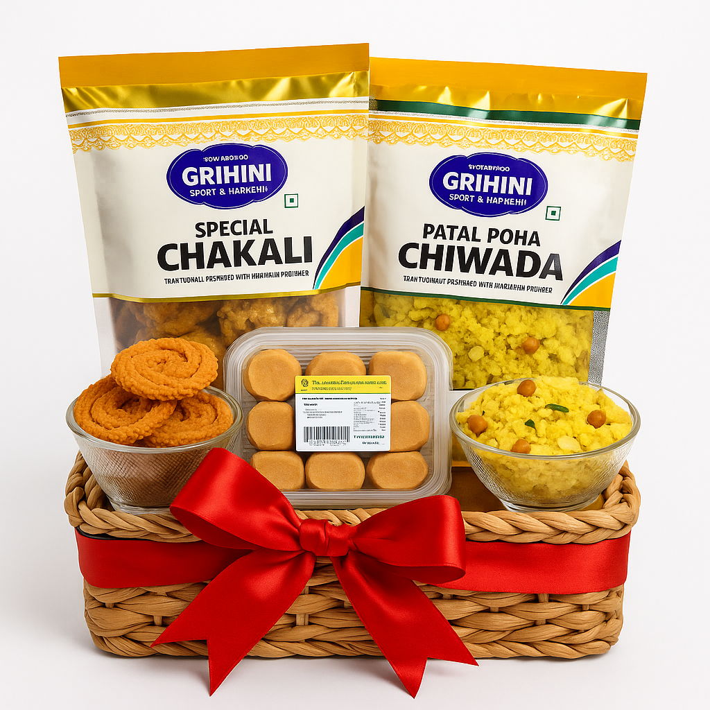 Crispy Bliss Combo (Special Chakali -1 Pack, Patal Poha Chiwda -1 Pack, Besan Ladu -1 Pack)