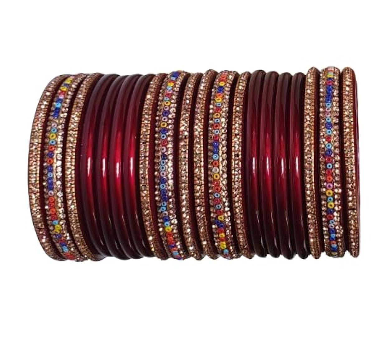 Elegant Maroon & Gold Beaded Traditional Bangle Set for Women