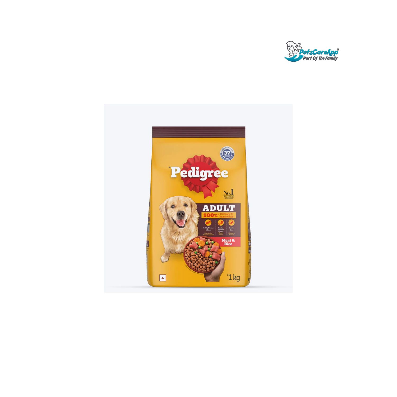 Pedigree Dry Food for Adult Dogs, Meat & Rice Flavour