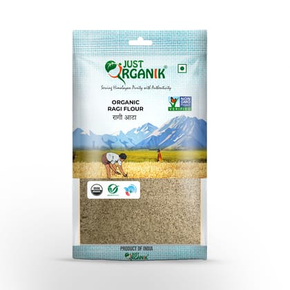 JUST ORGANIK, Ragi Flour 2kg (4 * 500 grams) | Ragi Atta | Finger Millet Flour | Nachni Atta | 100% Natural