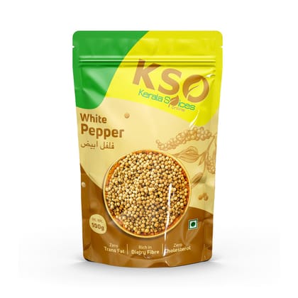 Kerala Spices Natural White Pepper Whole Spices 100gm Safed Mirch Preservatives Free Peppercorns