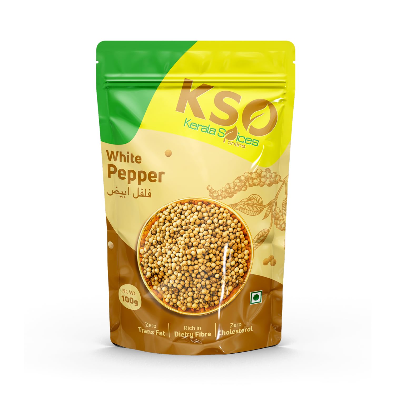 Kerala Spices Natural White Pepper Whole Spices 100gm Safed Mirch Preservatives Free Peppercorns