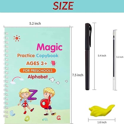 (4 Book+10 Refill) Magic Practice Copybook for Kids Reusable Number & Letter Tracing Books Drawing & Math Practice Books Print Handwriting Workbook for Beginners Preschoolers