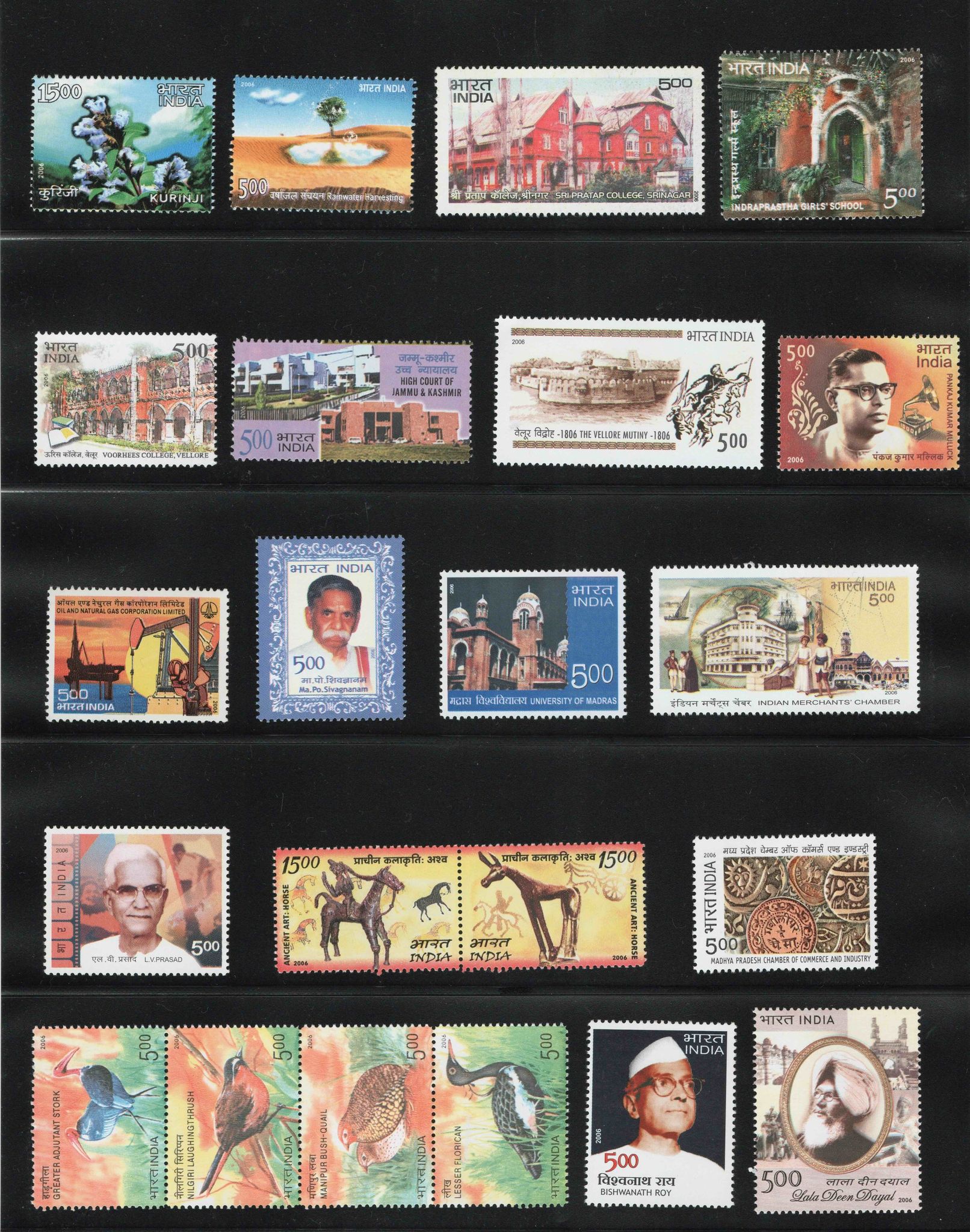 Shobhaphila's Indian MNH Commemorative Year Pack stamps 2006 (65 Nos.)