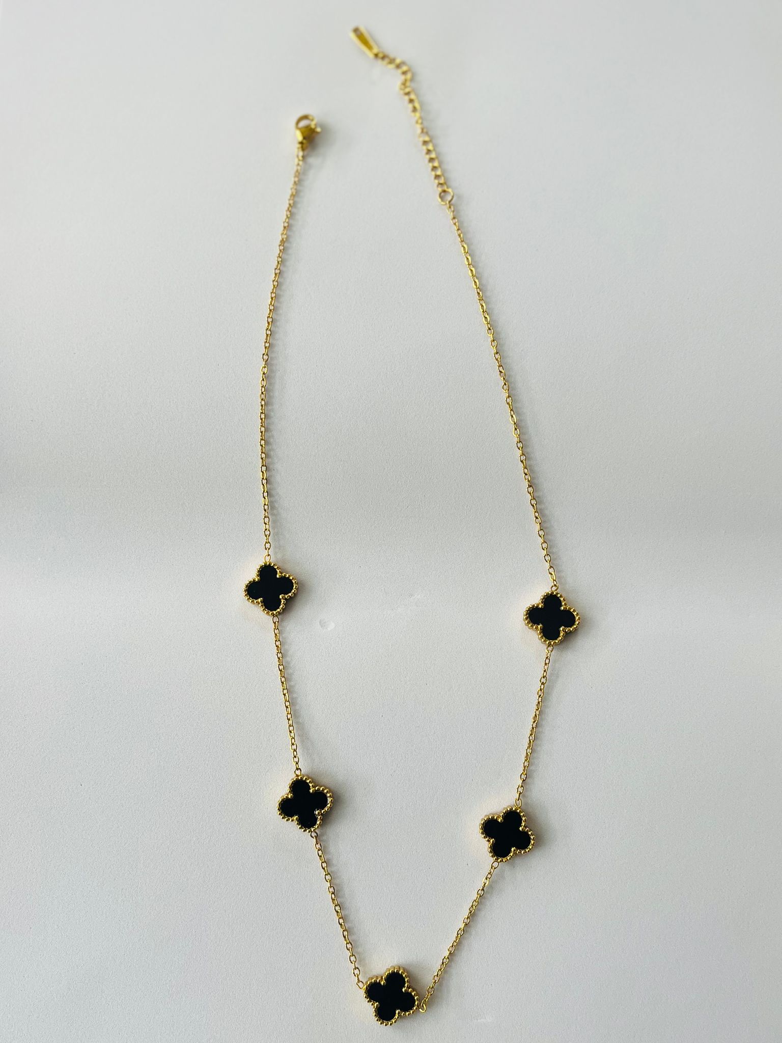 Elegant Gold Plated Black Clover Charm Necklace for Women