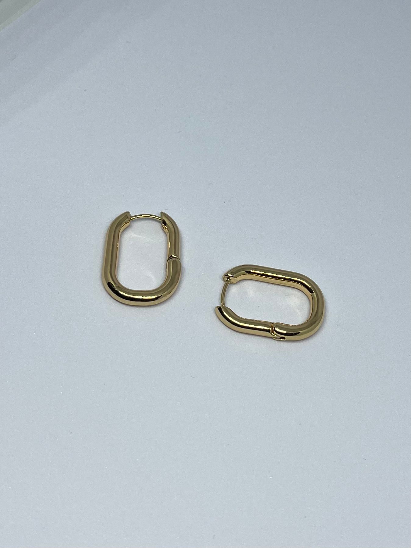 Chic Gold Plated Oval Huggie Hoop Earrings for Women