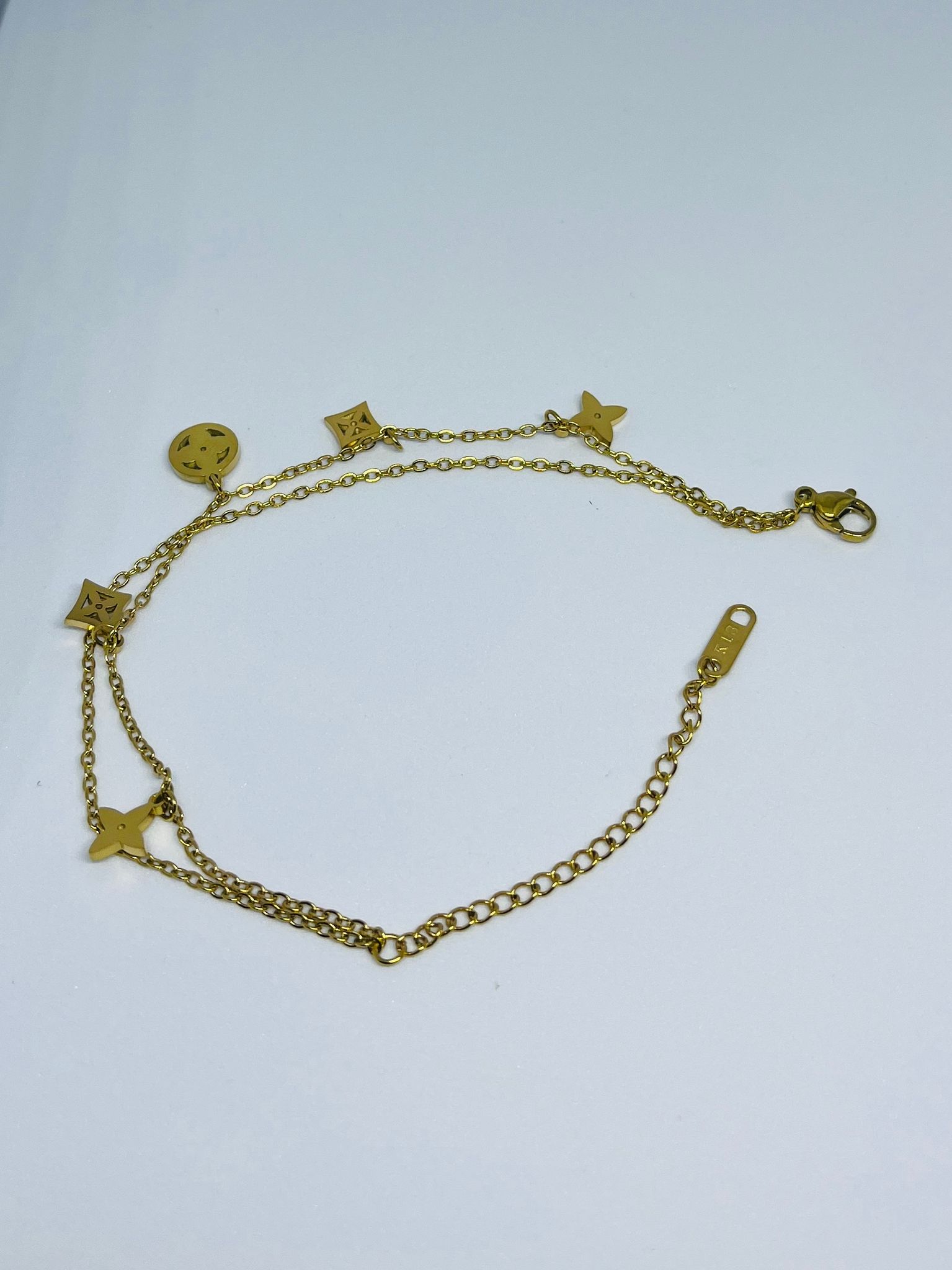 Elegant Gold Plated Double Chain Charm Bracelet for Women
