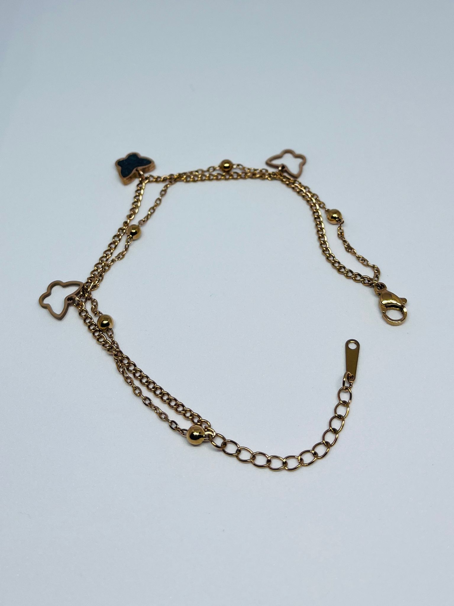 Elegant Gold-Plated Double Layer Clover bracelet, for Women