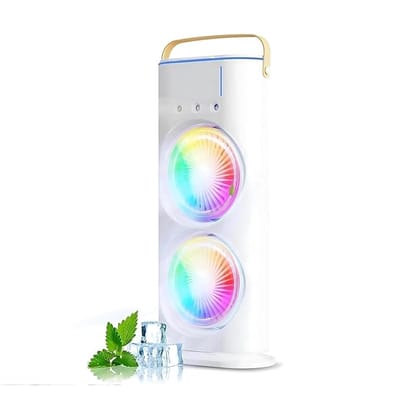Double Ended Spray Cooler, 2025 New 3 Gears USB Rechargeable Quiet fan with LED Light & Remote Control, Mini Cooler for Business & Home Use, Energy Saving, Heatstroke Prevention