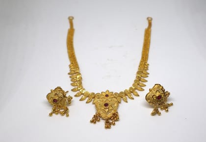 Traditional Gold Plated Necklace & Earring Set