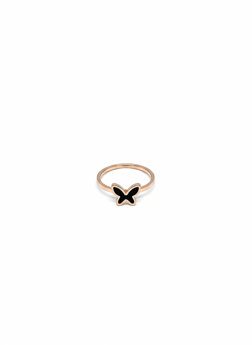 Delicate Rose Gold Butterfly Ring for Women