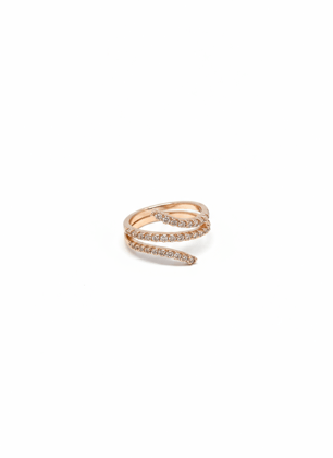 Rose Gold Plated Spiral CZ Stone Ring