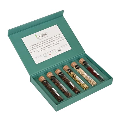 Rural Roots Zaika Sutra Diwali Gift Hamper | Spices Gift Box with 6 Test Tubes (Black Cardamom, Green Cardamom, Cloves, Black Pepper, White Pepper, Laung) | Festive Deepawali & Corporate Gifting | Masala Set Rural Roots Zaika Sutra Diwali Gift Hamper | Spices Gift Box with 6 Test Tubes (Black Cardamom, Green Cardamom, Cloves, Black Pepper, White Pepper, Laung) | Festive Deepawali & Corporate Gifting | Masala Set