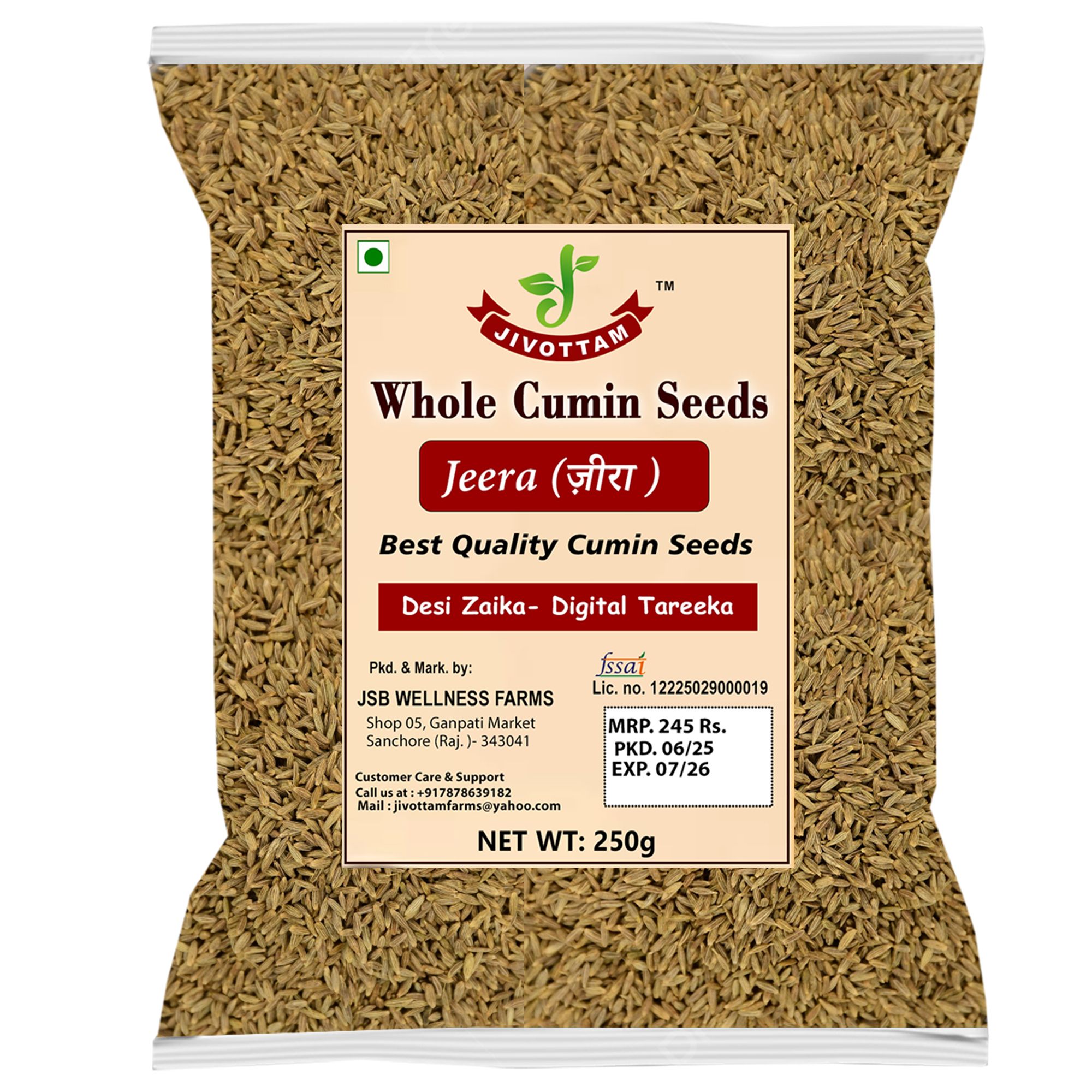JIVOTTAM Cumin Seeds 250g | Fresh & Aromatic Jeera