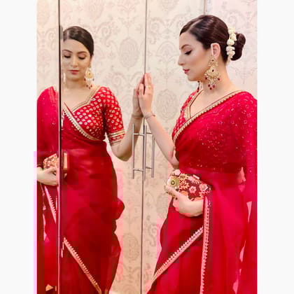 Red Saree for Karva Chauth | Designer Bridal Silk Saree Online | Traditional Festive Wear Saree for Women