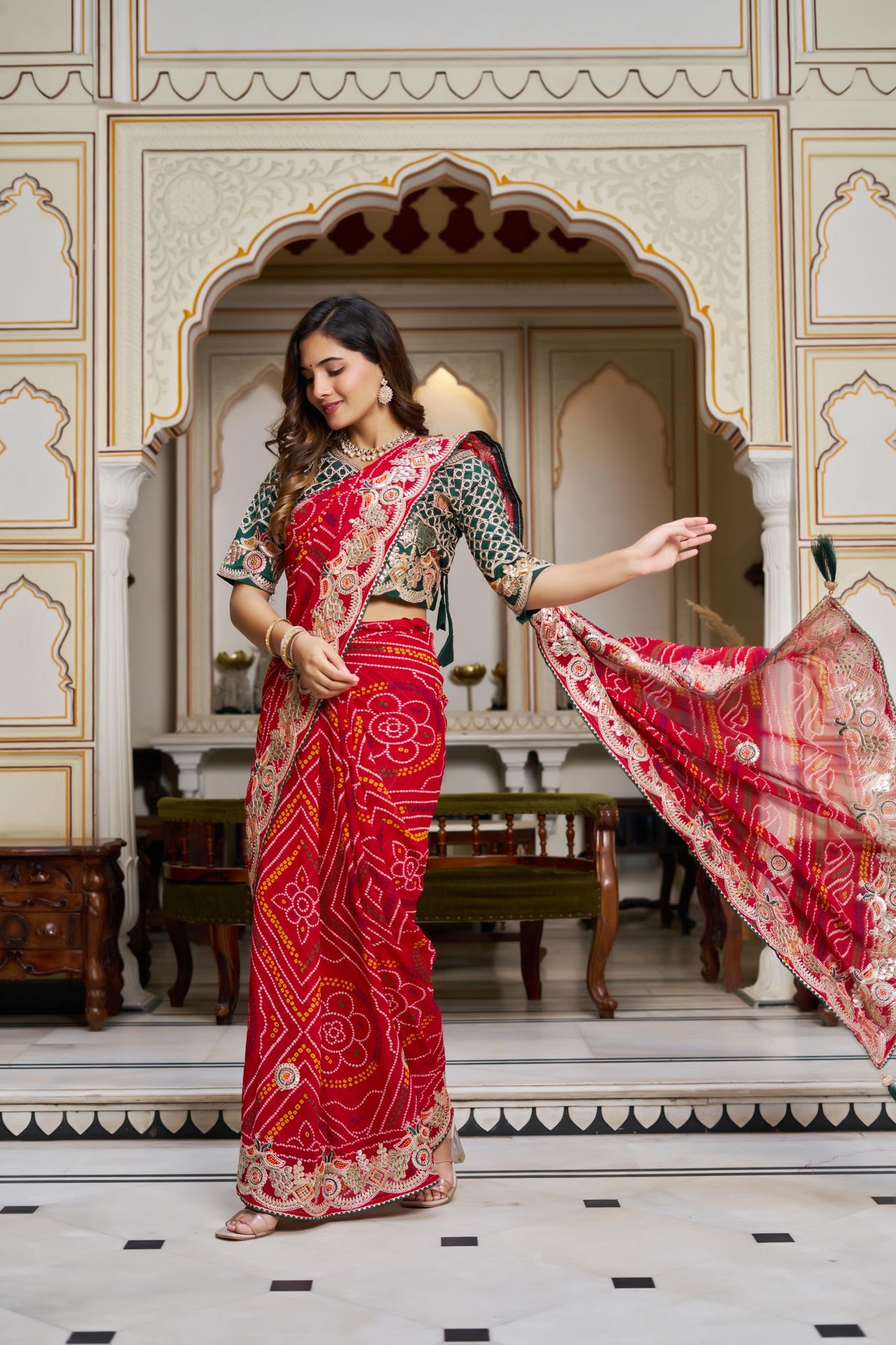 Red Saree for Karva Chauth | Designer Bridal Silk Saree Online | Traditional Festive Wear Saree for Women