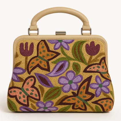  Embroidered Butterfly Floral Top-Handle Handbag