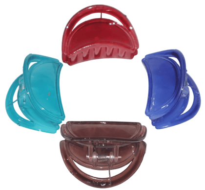 Set of 4 Assorted Vibrant Color Durable Plastic Hair Claw Clips for Women & Girls