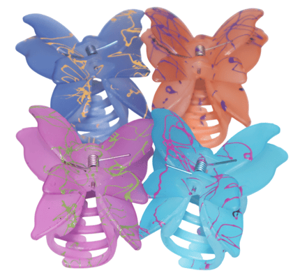 Vibrant Butterfly Hair Claw Clips Set of 4 - Assorted Colors for Girls & Women