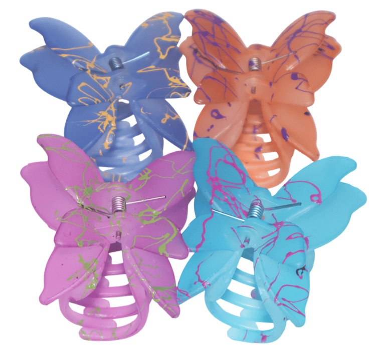 Vibrant Butterfly Hair Claw Clips Set of 4 - Assorted Colors for Girls & Women