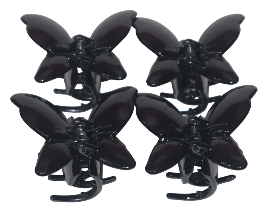 Black Butterfly Mini Hair Claw Clips for Women & Girls (Pack of 4)