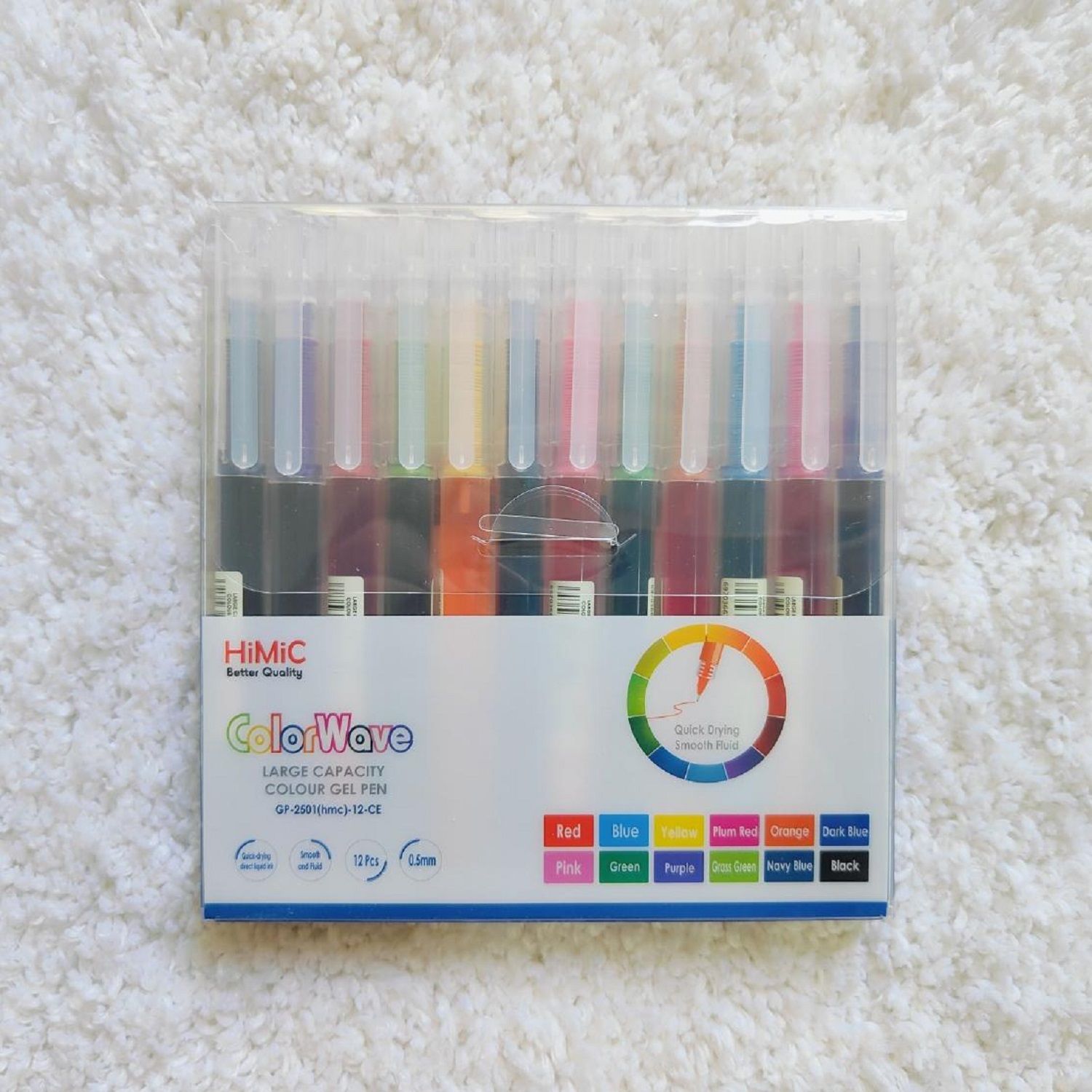 KTRS ENTERPRISE 1-Pack Gel Pen Set Vibrant Smooth ColorWave Gel Pens – 12 Vibrant Colors, 0.5mm Tip, Quick-Dry Smooth Ink, Large Capacity Writing Set
